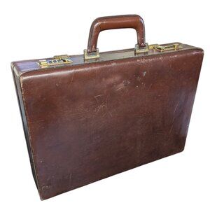 Vintage Brown Leather Combo Lock Franzen Briefcase